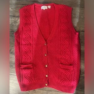 Vintage Knit cardigan Sweater Vest, Women’s L unique pockets Buttons Classic
